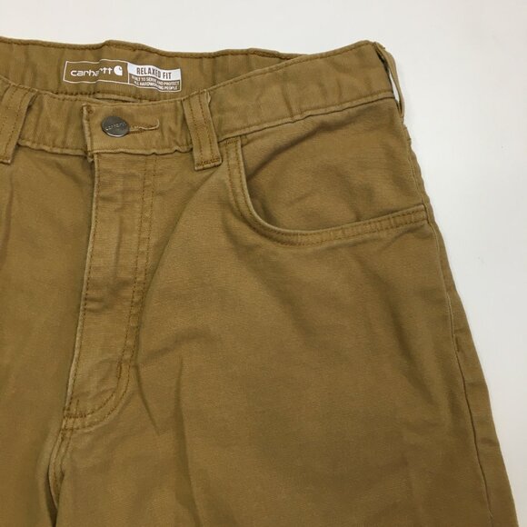 CARHARTT Beige Brown Relaxed Fit Rugged Flex Canvas 5 Pocket Work Pant Jeans - Picture 7 of 15